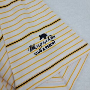 Footjoy Morgan Run Club & Resort Polo Shirt Mens Large L White Blue Gold Stripes